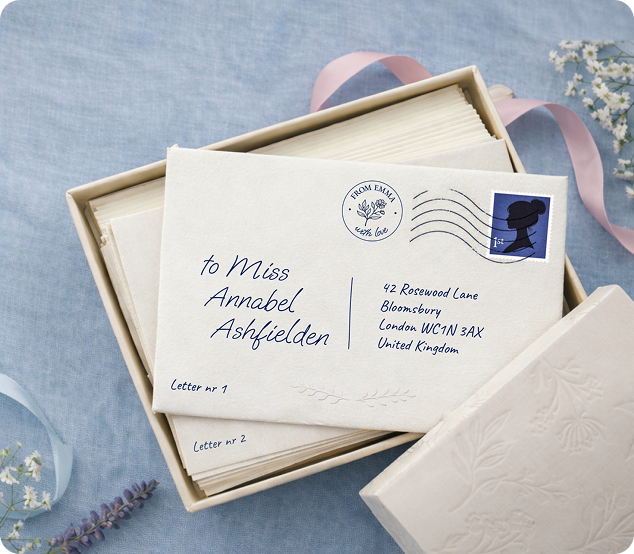 Handwritten Regency letters in a keepsake box